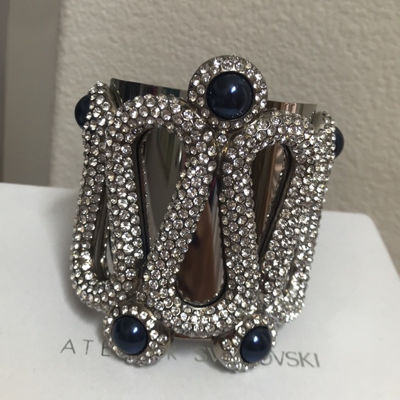 Rare K.L Swarovski Atelier Silver Blue Mysterious Snake Cuff. M - Picture 4 of 10
